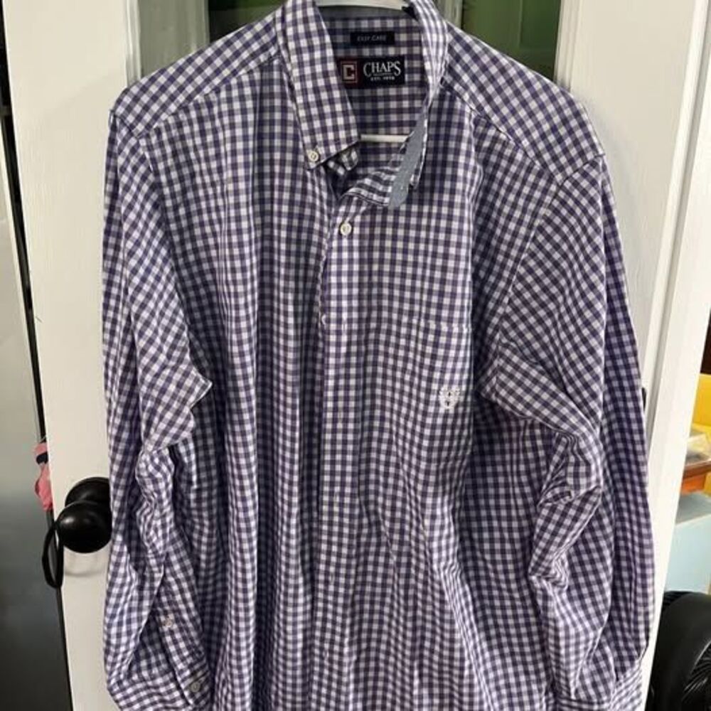 Chaps Gingham Button-Down Shirt Size L